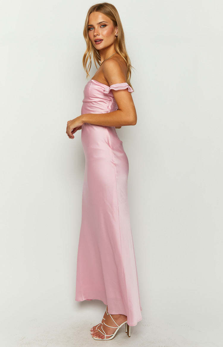 Elvira Pink Satin Formal Maxi Dress-Vavasi.All Rights Reserved.