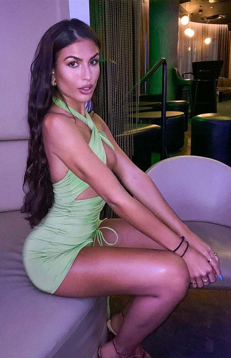 Mia Cross Neck Dress Green-Vavasi.All Rights Reserved.