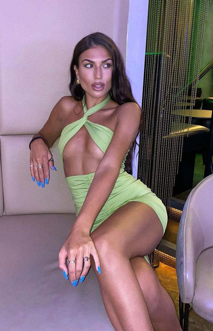 Mia Cross Neck Dress Green-Vavasi.All Rights Reserved.