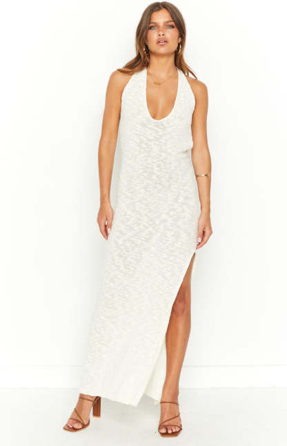 Emmalyn Cream Knit Midi Dress-Vavasi.All Rights Reserved.