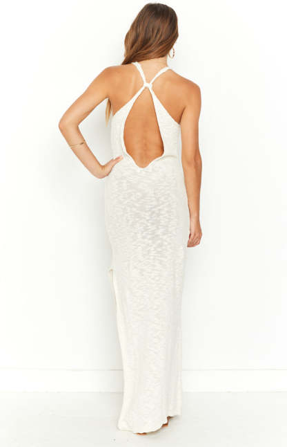Emmalyn Cream Knit Midi Dress-Vavasi.All Rights Reserved.