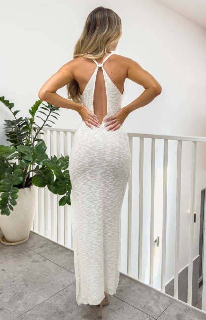 Emmalyn Cream Knit Midi Dress-Vavasi.All Rights Reserved.