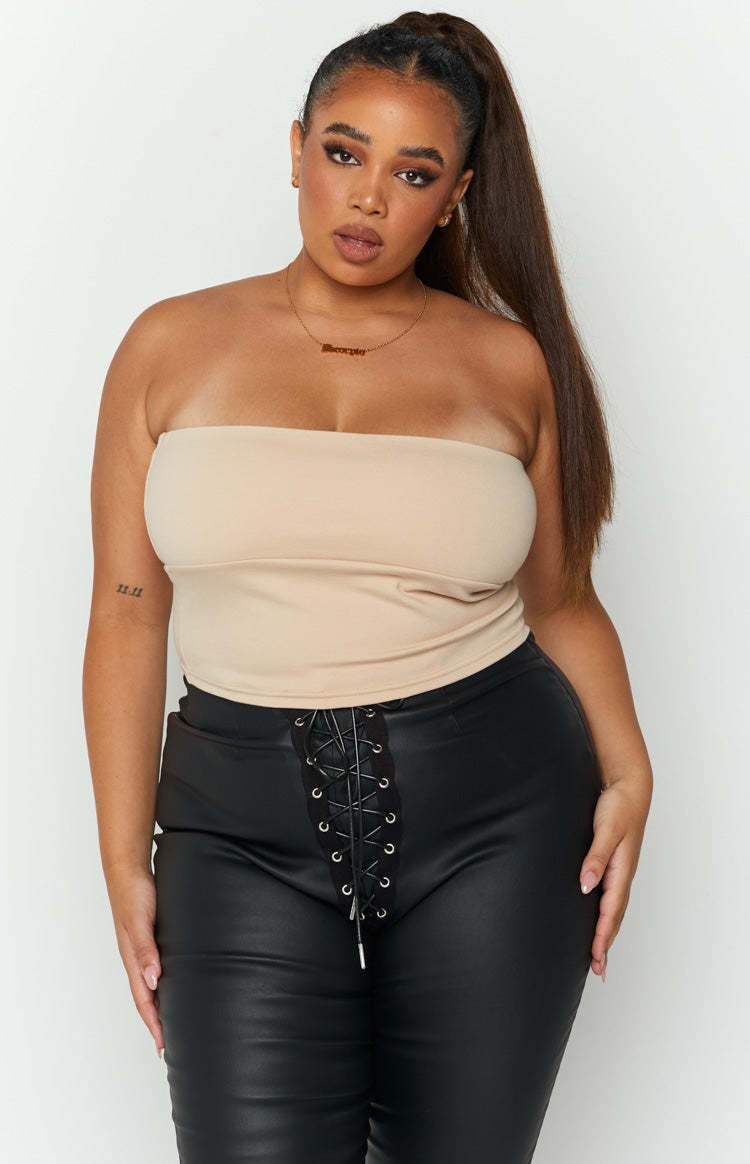 Empire Tan Strapless Top-Vavasi.All Rights Reserved.