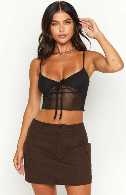 Emz Black Mesh Cami-Vavasi.All Rights Reserved.