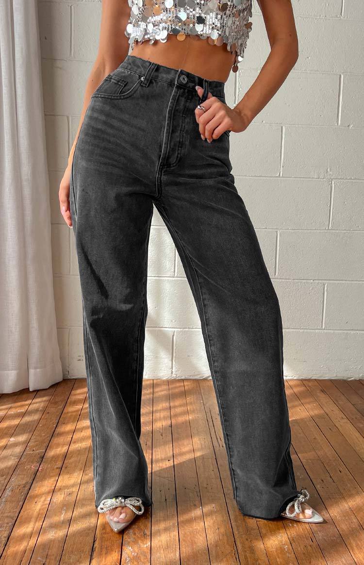 Essie Black Straight Leg Jeans-Vavasi.All Rights Reserved.