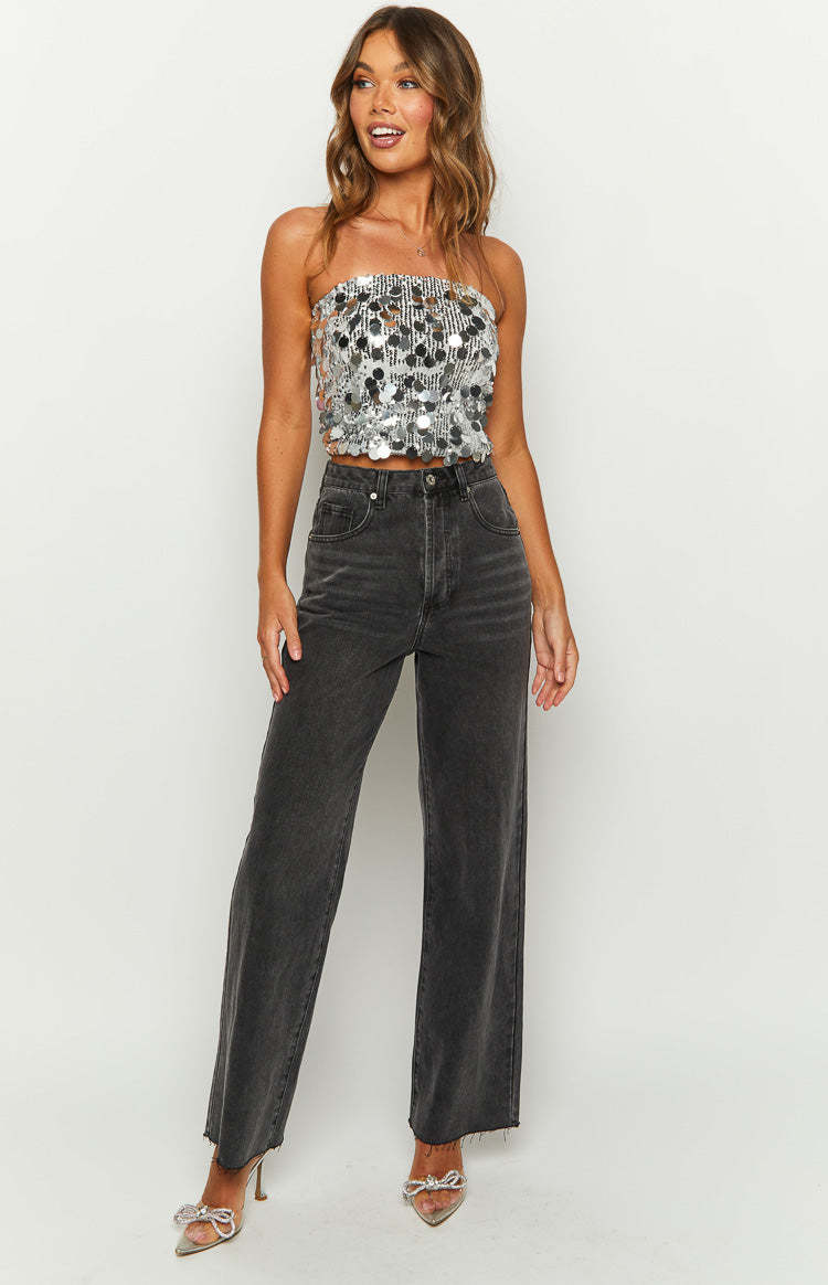 Essie Black Straight Leg Jeans-Vavasi.All Rights Reserved.