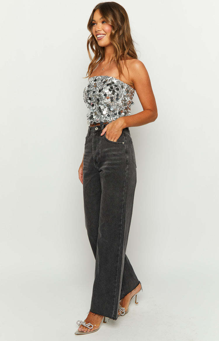 Essie Black Straight Leg Jeans-Vavasi.All Rights Reserved.