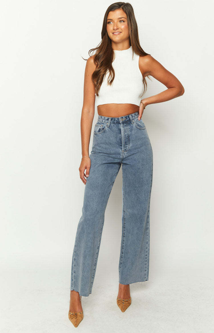Essie Light Blue Straight Leg Jeans-Vavasi.All Rights Reserved.