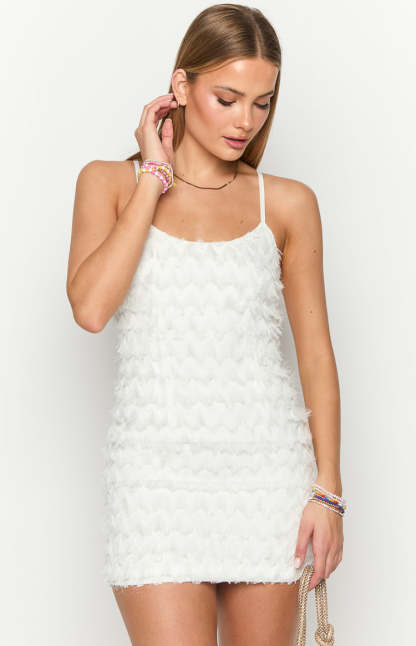 Este White Mini Dress-Vavasi.All Rights Reserved.