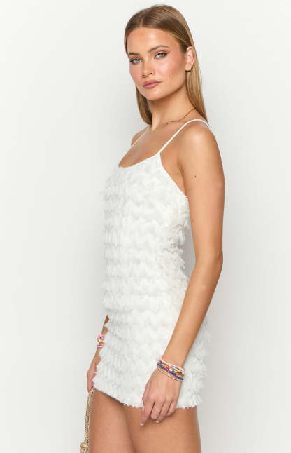 Este White Mini Dress-Vavasi.All Rights Reserved.