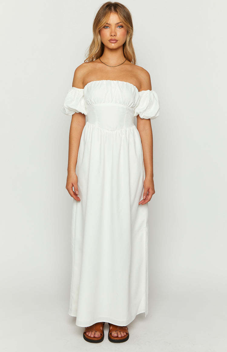 Evander White Off The Shoulder Maxi Dress-Vavasi.All Rights Reserved.