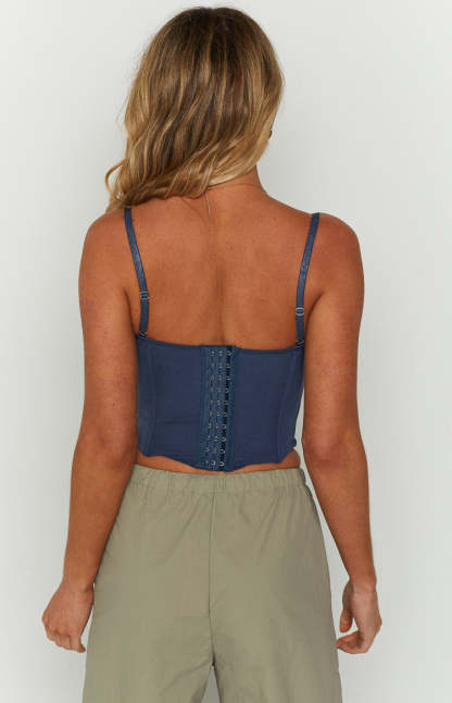 Evangeline Blue Lace Corset Top-Vavasi.All Rights Reserved.