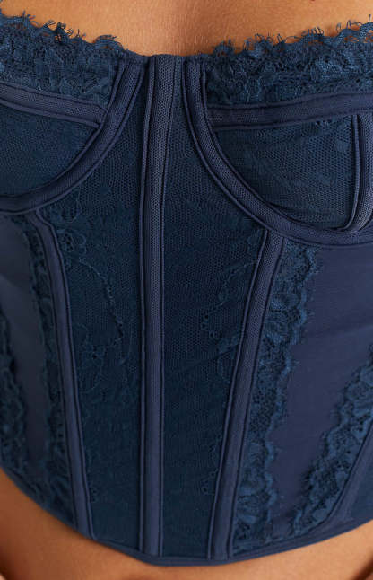 Evangeline Blue Lace Corset Top-Vavasi.All Rights Reserved.