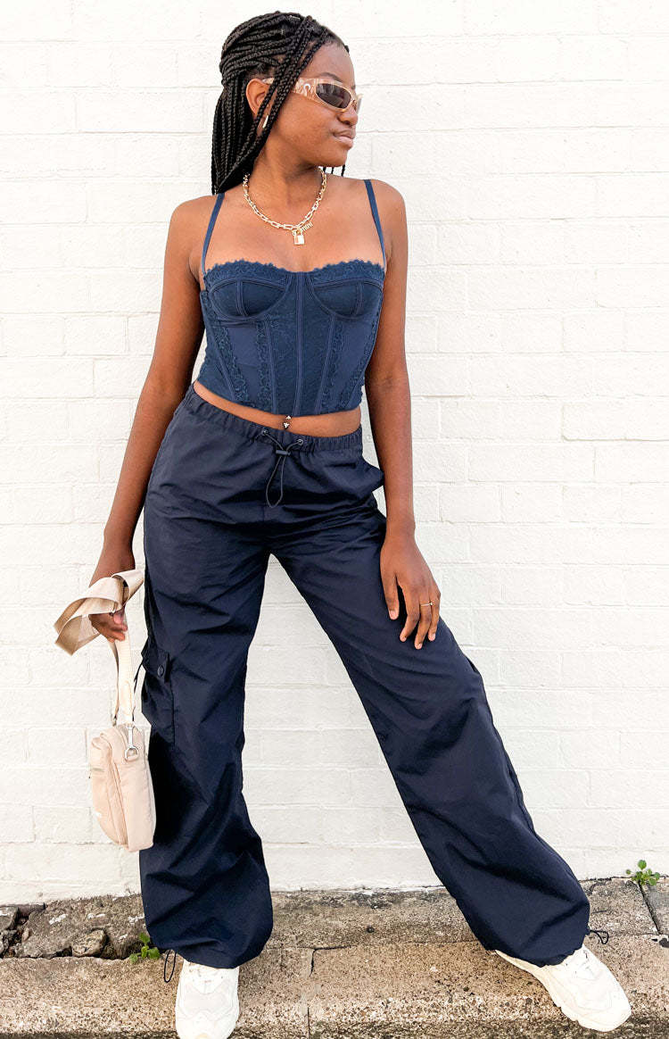 Evangeline Blue Lace Corset Top-Vavasi.All Rights Reserved.