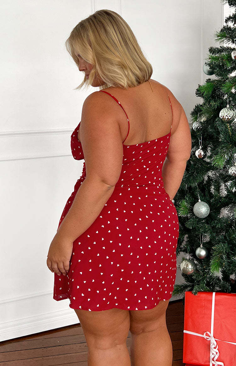 Everlong Red Heart Print Mini Dress-Vavasi.All Rights Reserved.