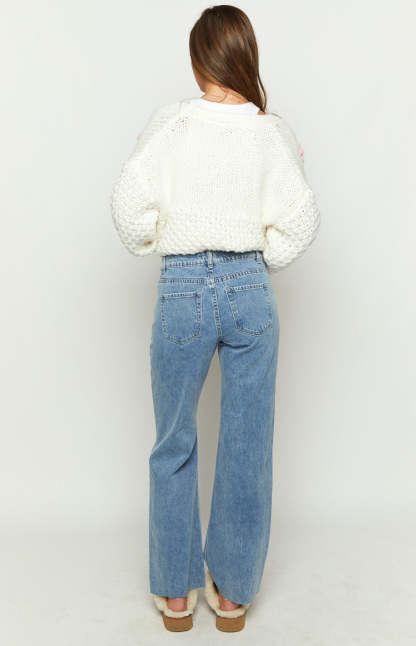 Faded Favourite Mid Wash Denim Mid Waist Jeans-Vavasi.All Rights Reserved.