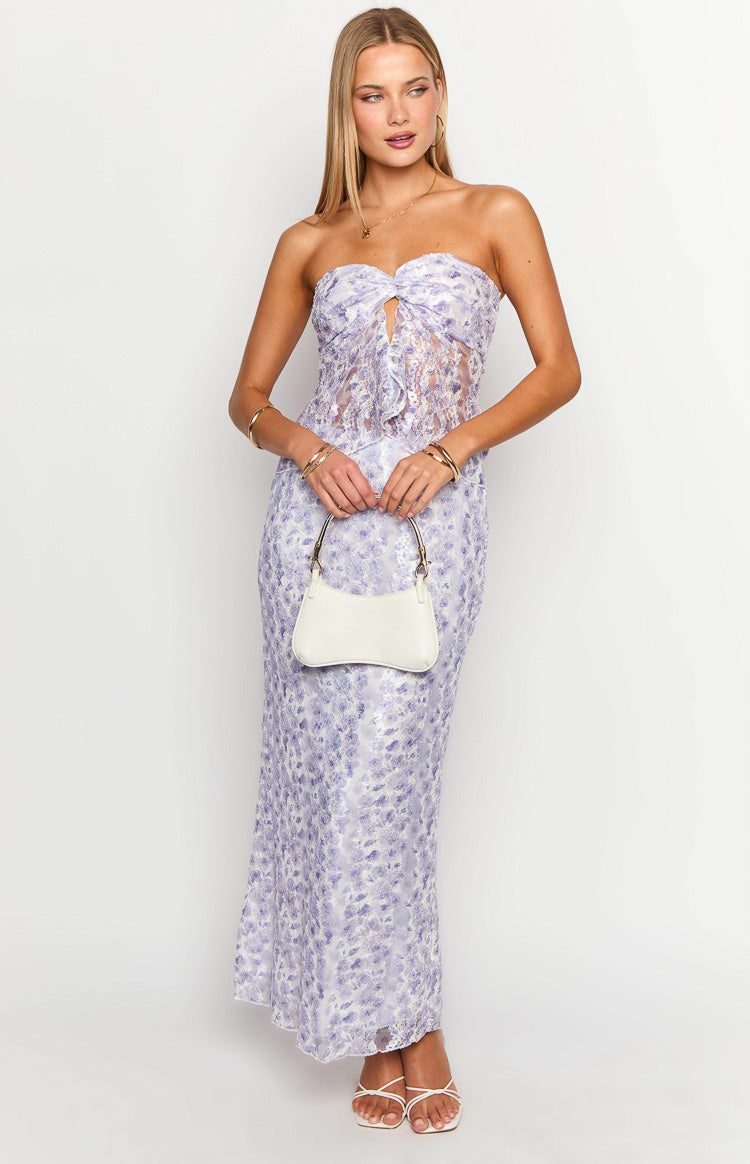 Faint Purple Lace Strapless Top-Vavasi.All Rights Reserved.