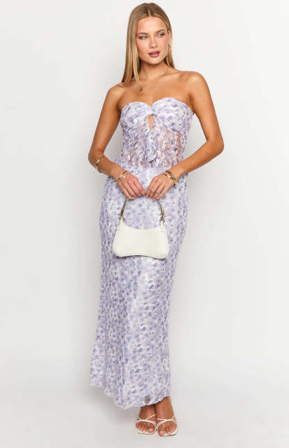 Faint Purple Lace Strapless Top-Vavasi.All Rights Reserved.