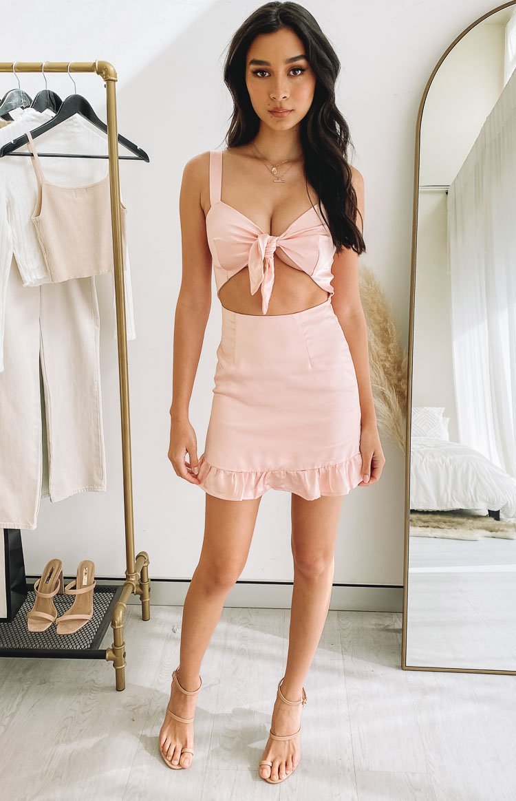 Faithful Mini Dress Pink Satin-Vavasi.All Rights Reserved.