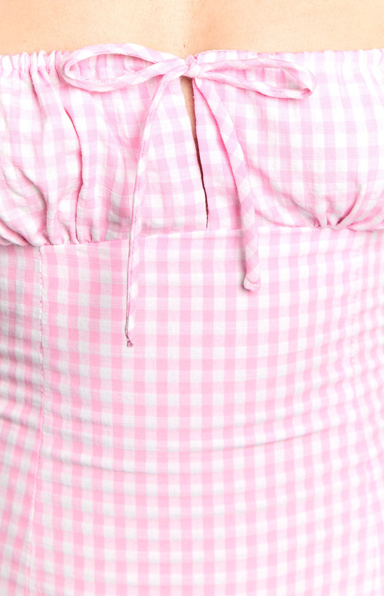 Faith Pink Gingham Strapless Mini Dress-Vavasi.All Rights Reserved.