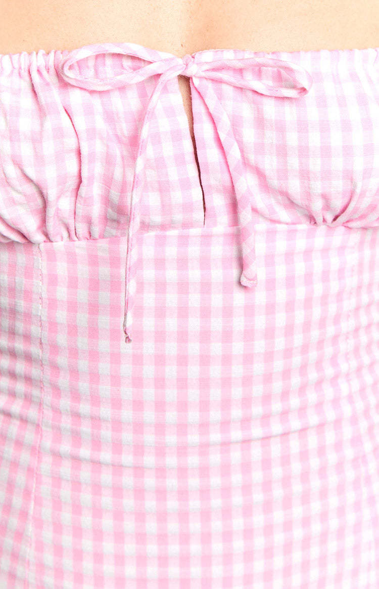 Faith Pink Gingham Strapless Mini Dress-Vavasi.All Rights Reserved.
