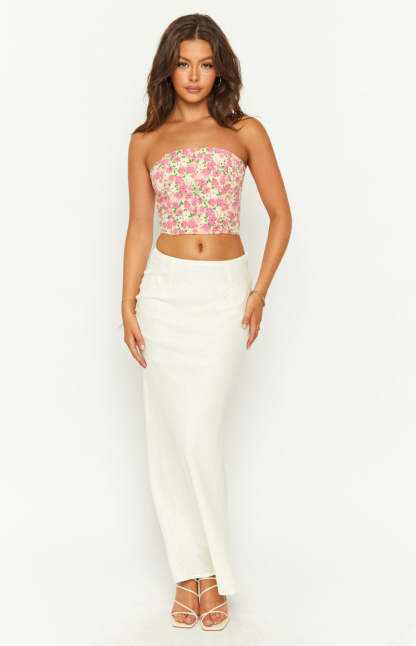 Falling in Love Yellow Floral Strapless Corset Top-Vavasi.All Rights Reserved.