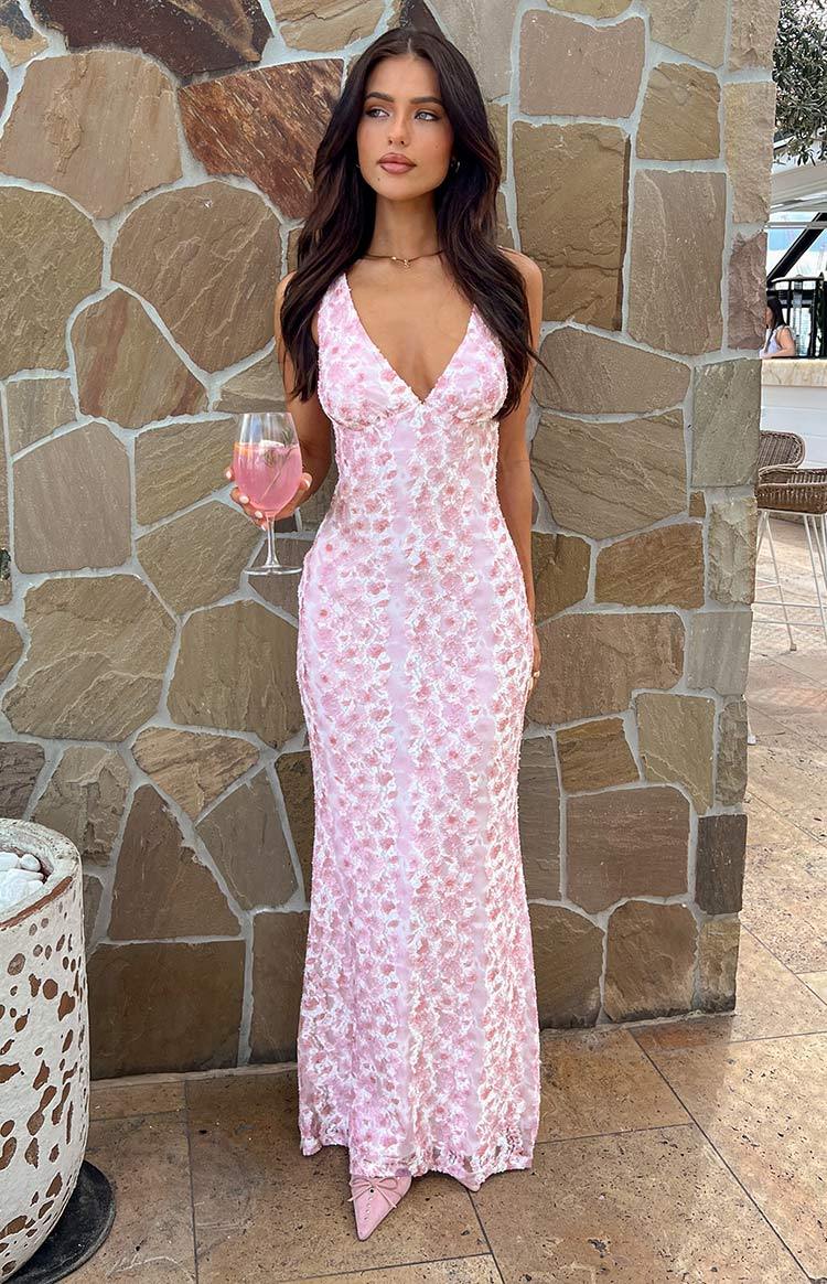Farida Pink Lace Maxi Dress-Vavasi.All Rights Reserved.