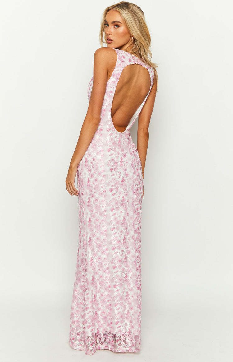 Farida Pink Lace Maxi Dress-Vavasi.All Rights Reserved.