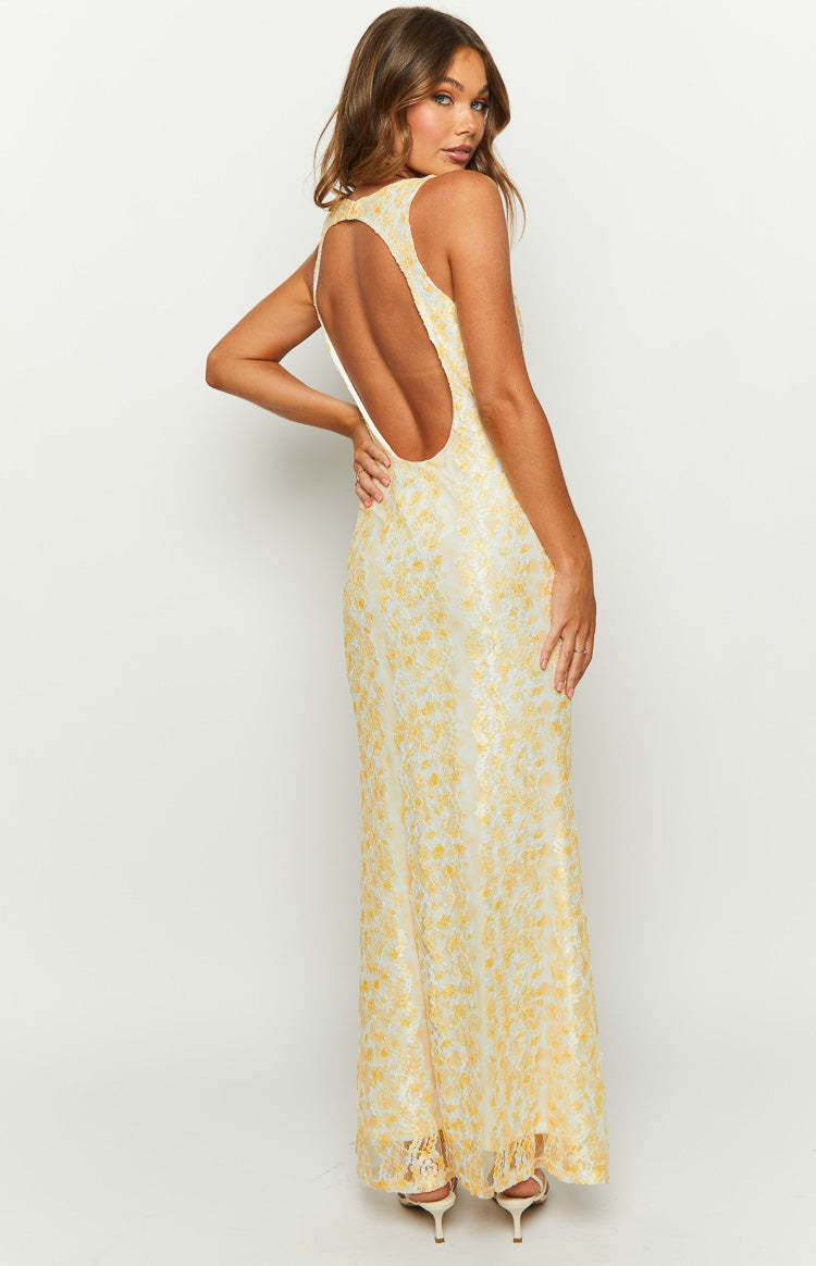 Farida Yellow Lace Maxi Dress-Vavasi.All Rights Reserved.