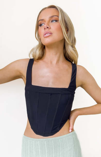 Felicity Black Corset Top-Vavasi.All Rights Reserved.