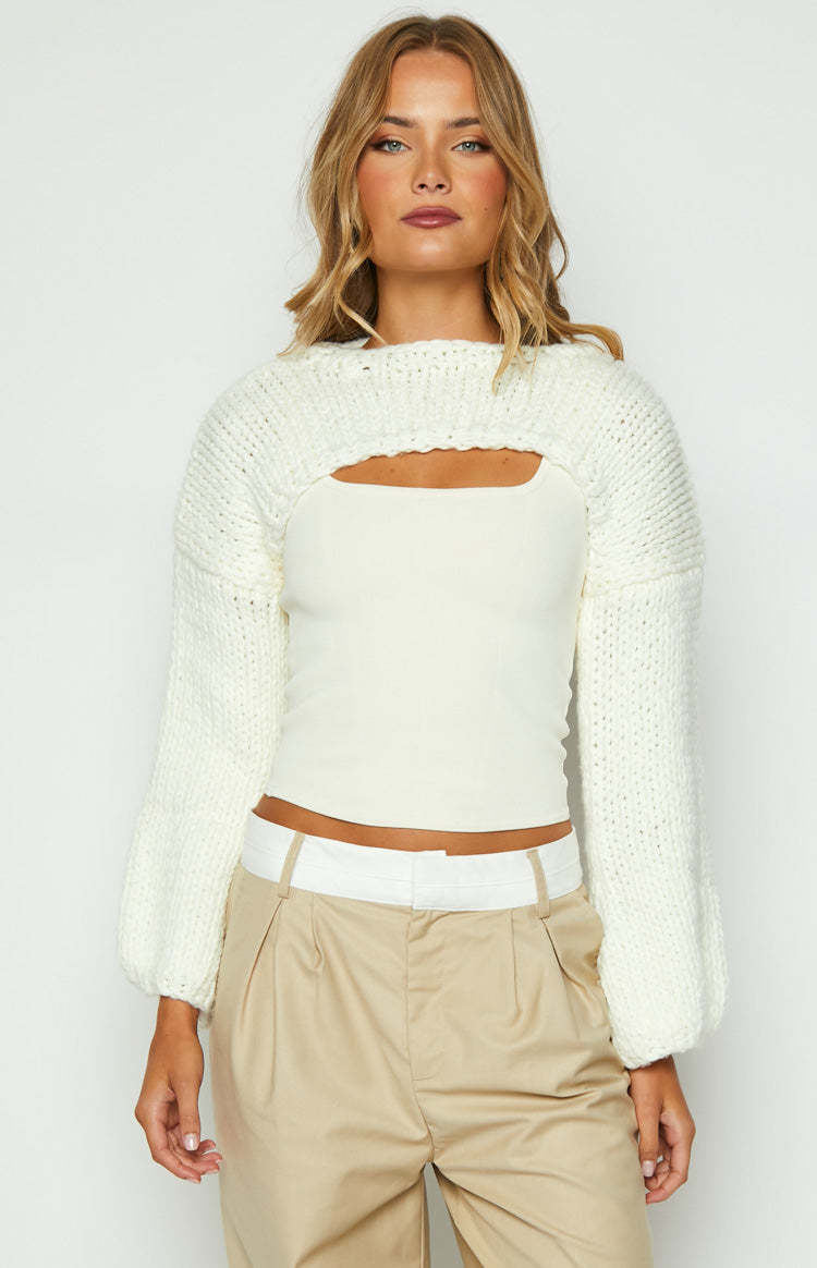 Ferla Cream Knit Shrug-Vavasi.All Rights Reserved.