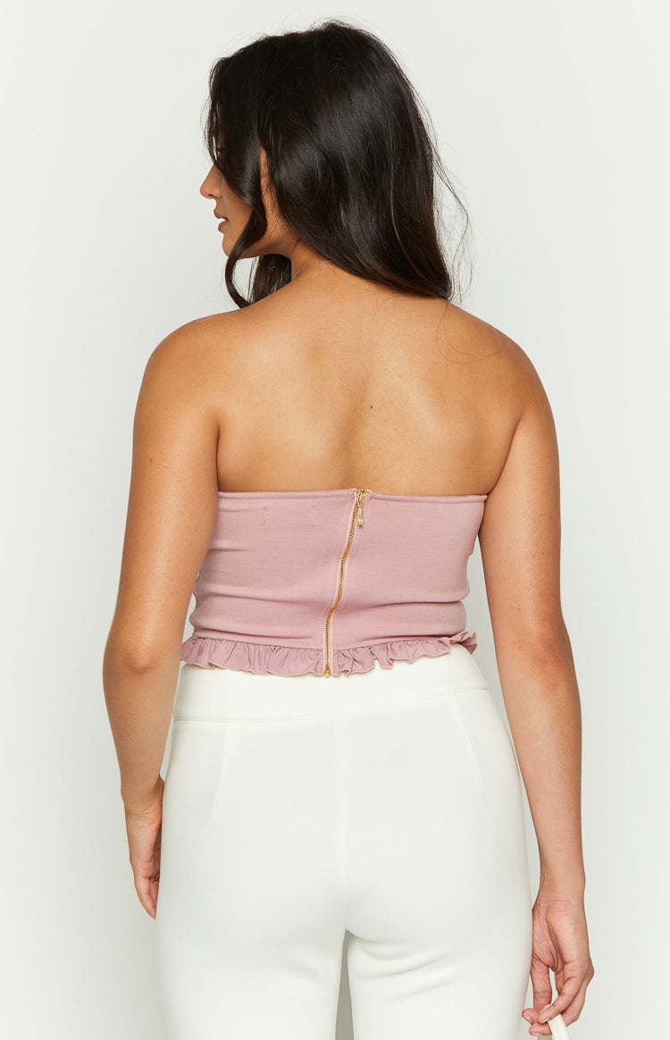 Florah Pink Ruffle Tube Top-Vavasi.All Rights Reserved.