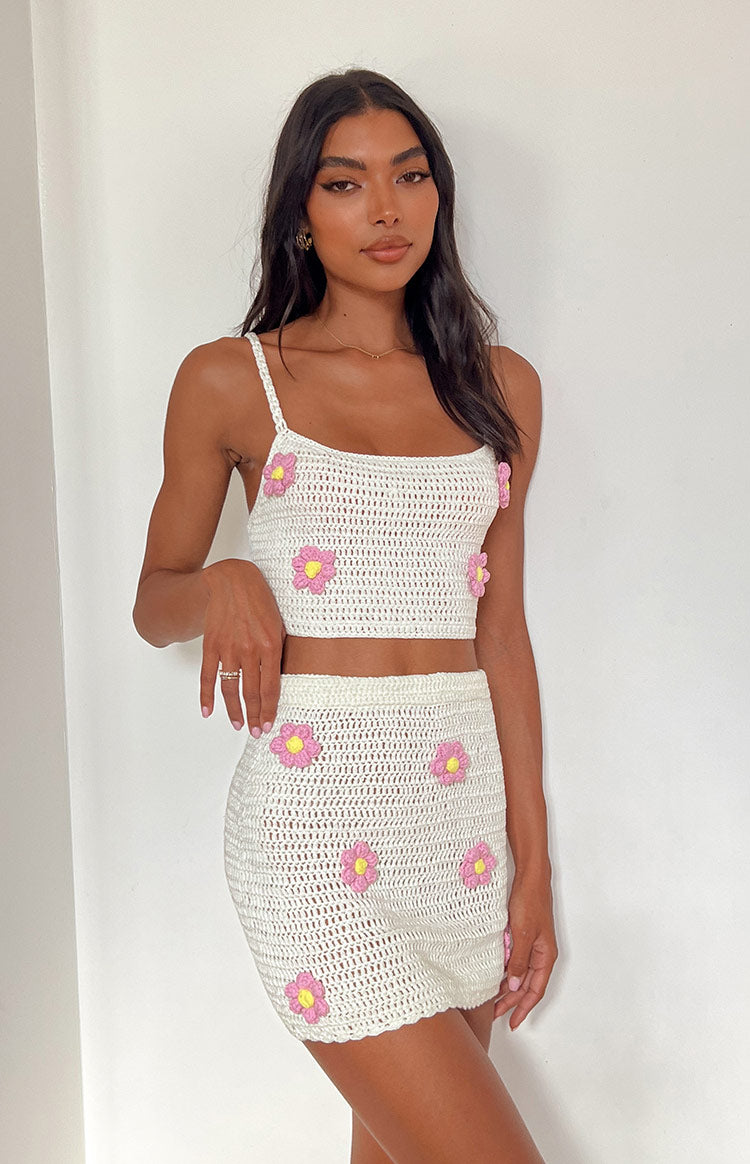 Flower Power White Crop Top-Vavasi.All Rights Reserved.
