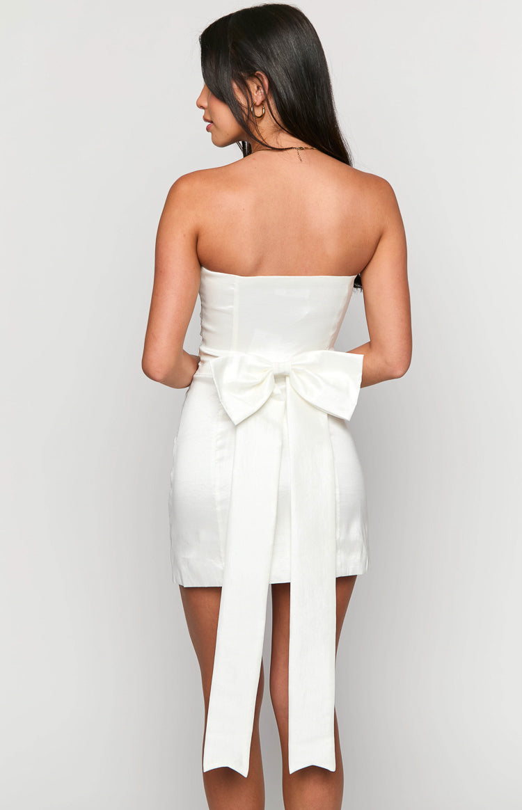 Frosting White Strapless Mini Dress-Vavasi.All Rights Reserved.