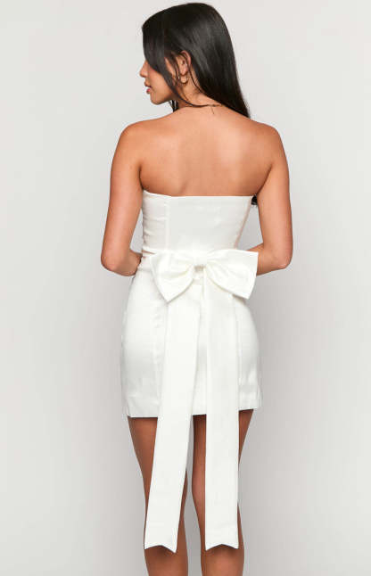 Frosting White Strapless Mini Dress-Vavasi.All Rights Reserved.