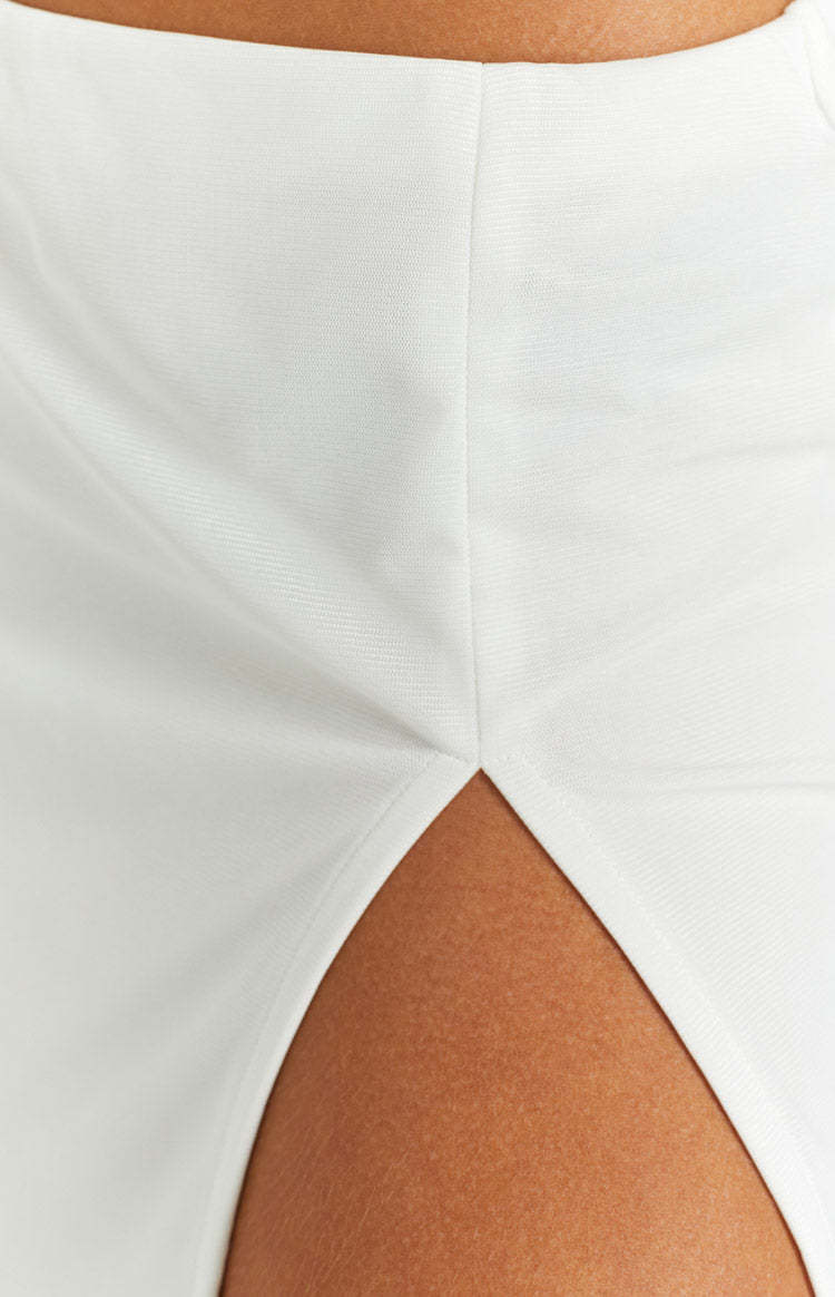 Gabe White Mesh Mini Skirt-Vavasi.All Rights Reserved.