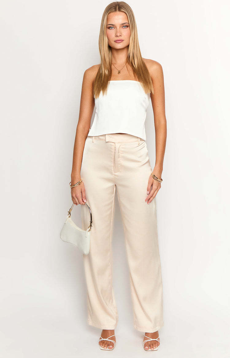 Galantis Cream Satin Pants-Vavasi.All Rights Reserved.