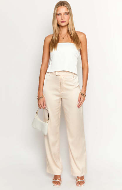 Galantis Cream Satin Pants-Vavasi.All Rights Reserved.