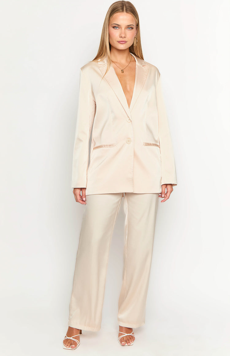 Galantis Cream Satin Pants-Vavasi.All Rights Reserved.