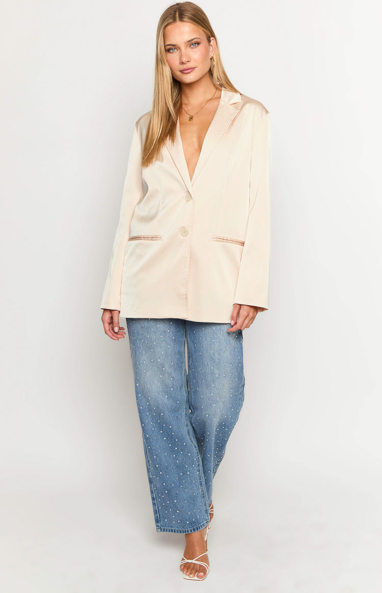 Galantis Cream Satin Blazer-Vavasi.All Rights Reserved.