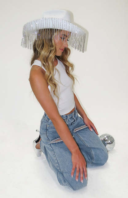 Gem Diamante Trim Wide Leg Denim Jeans-Vavasi.All Rights Reserved.