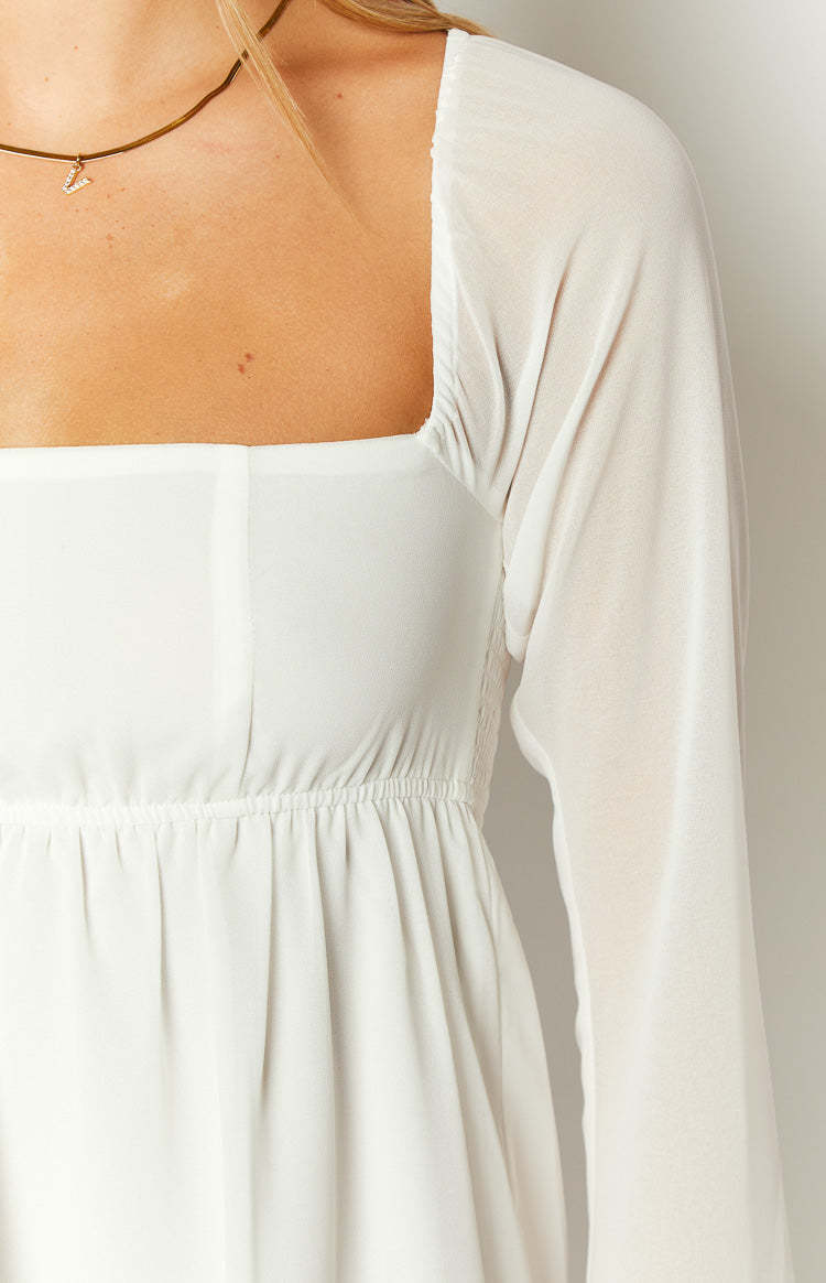 Gemima White Chiffon Mini Dress-Vavasi.All Rights Reserved.