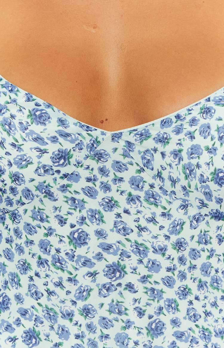 Gemma Dark Blue Floral Midi Dress-Vavasi.All Rights Reserved.