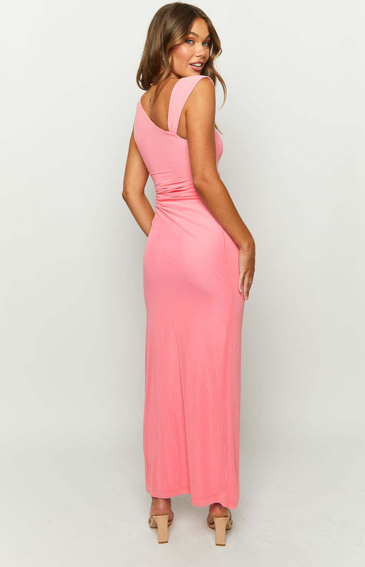 Gemmina Pink Mesh Midi Dress-Vavasi.All Rights Reserved.