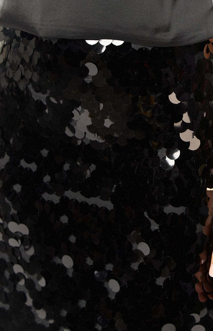 Genevieve Black Sequin Maxi Skirt-Vavasi.All Rights Reserved.