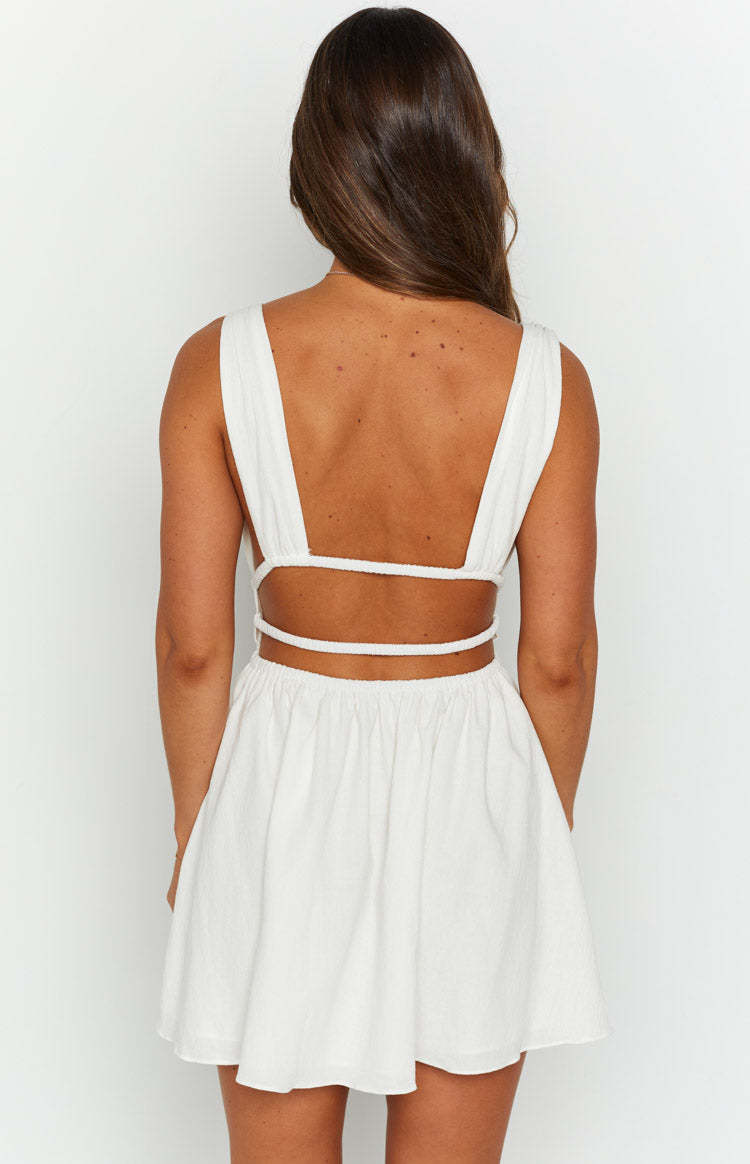 Genovia Crinkle White Mini Dress-Vavasi.All Rights Reserved.