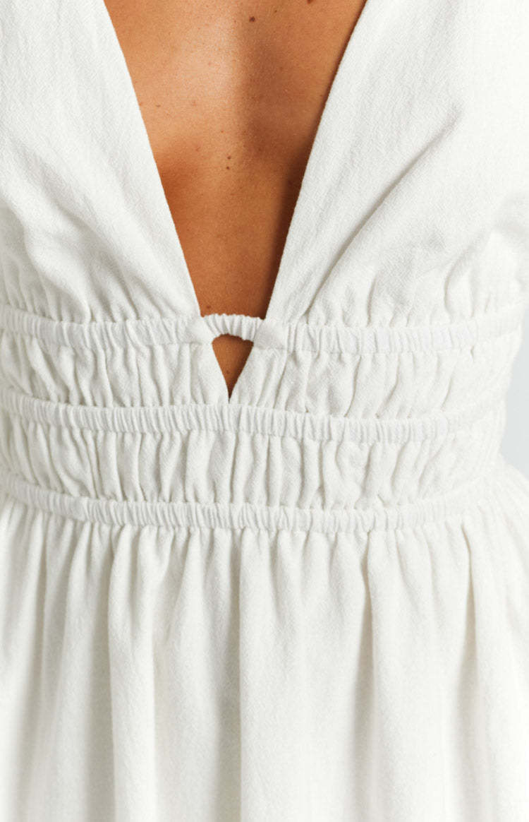 Genovia Crinkle White Mini Dress-Vavasi.All Rights Reserved.