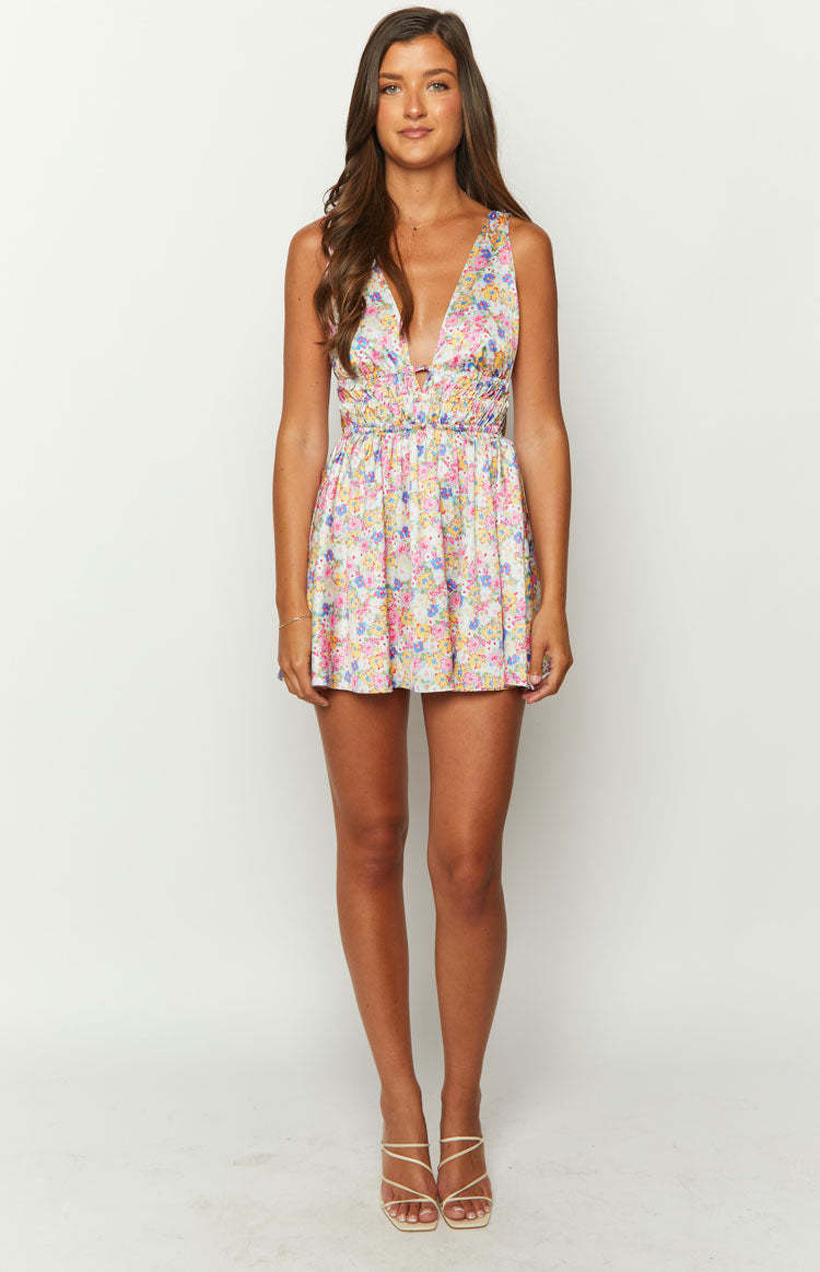 Genovia Floral Print Pink Mini Dress-Vavasi.All Rights Reserved.