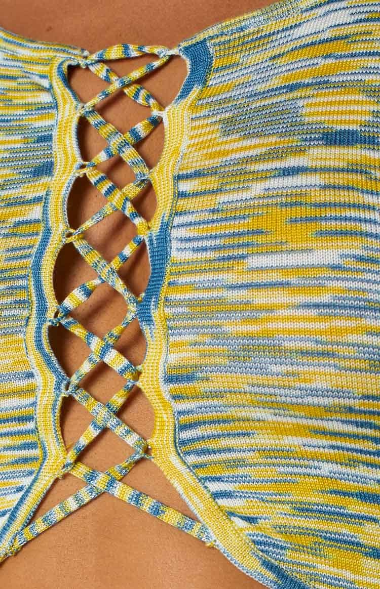 Georgie Yellow Lace Up Mini Dress-Vavasi.All Rights Reserved.