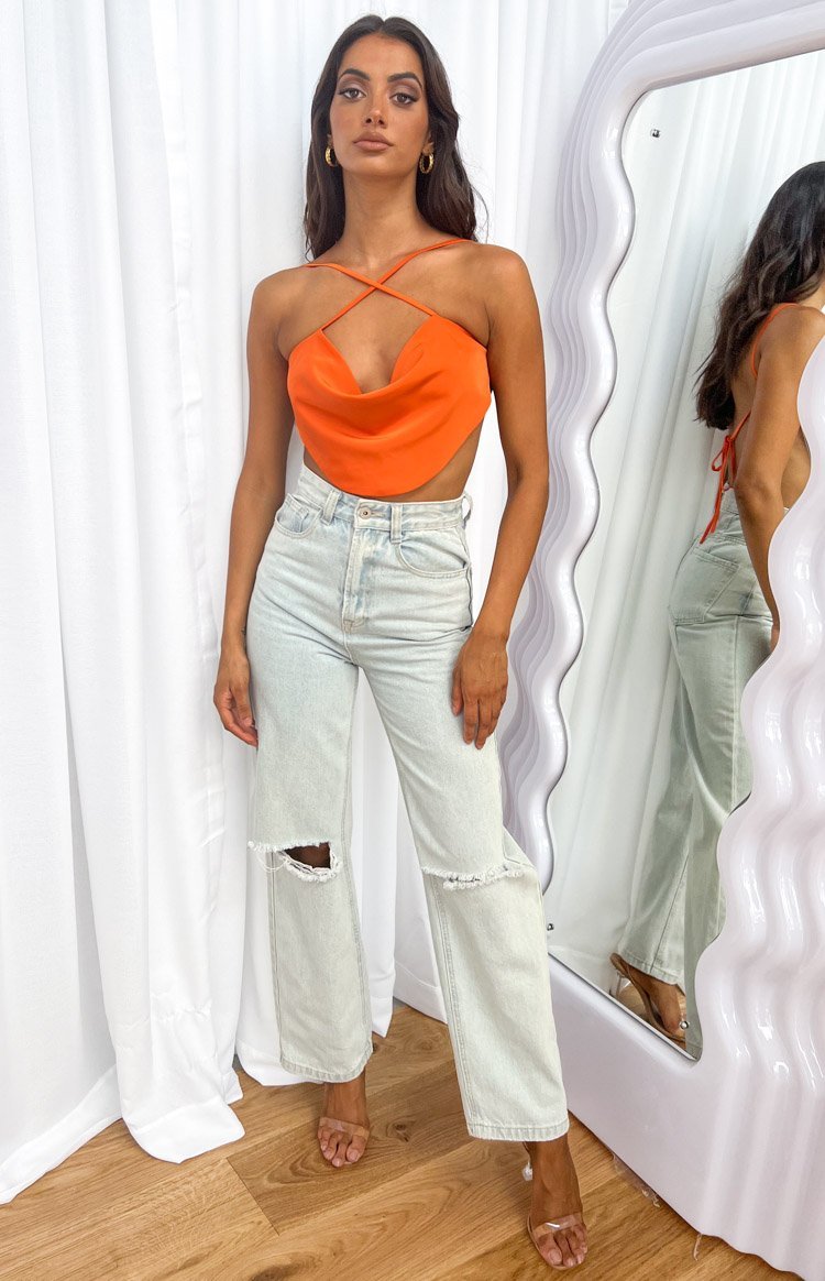 Giana Orange Cross Front Cami-Vavasi.All Rights Reserved.